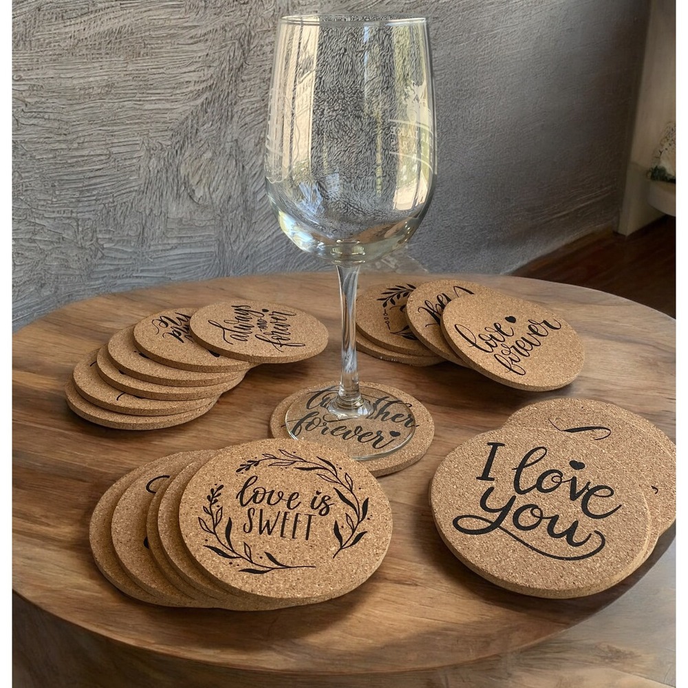 4-pk Of Cork Coasters With Different‎ Love Sayings.